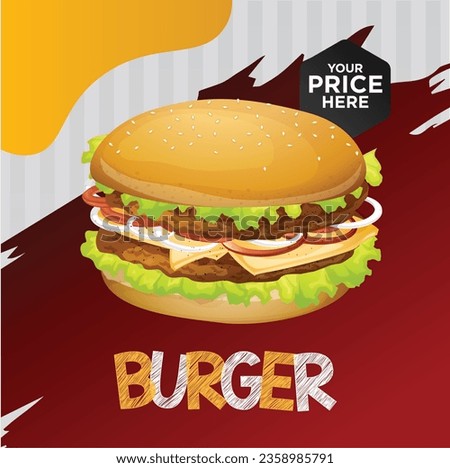 Fast food social media marketing web banner template design. Pizza, burger and healthy food business online promotion flyer with abstract background, logo and icon. Sale cover.