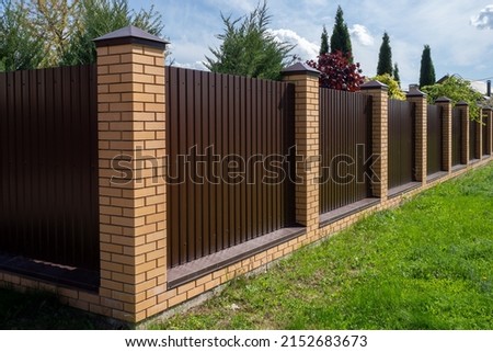 Similar – Image, Stock Photo Brick columns and facade of an university building in the afternoon