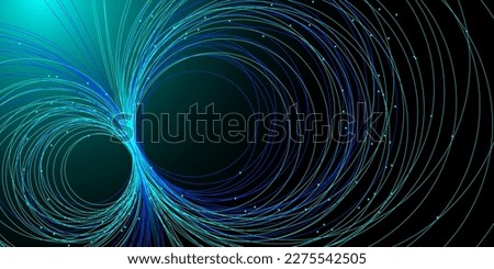 Technological background, neural networks, big data, artificial intelligence. The contact of chaotic circles and dots on a blue background. Computer Neural Network Concept. Vector background