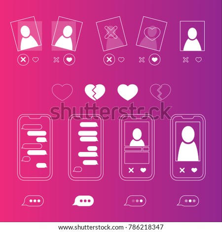 linear and filled icons of contemporary dating apps