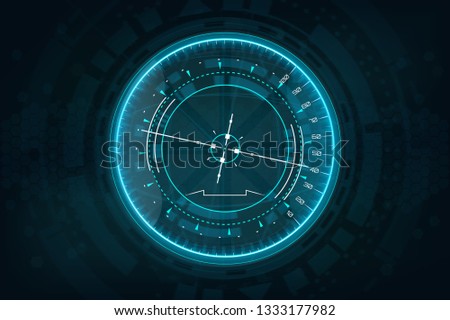 Futuristic gadget in HUD style. Avionics instruments. Futuristic User Interface gadget.  Device tilt level. HUD dashboard interface 