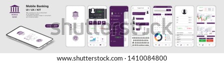 Mobile Banking App, UI, UX, KIT. A set of - Mockups screens for mobile banking or website with different GUI. (Login, payment detailed data statistics, money transfers and transactions, chat support)