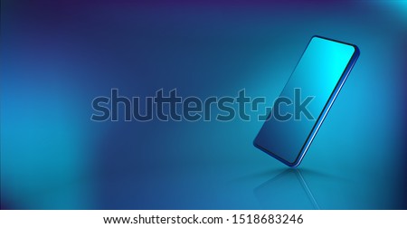 Modern smartphone mockup, isometric position. Realistic 3d illustration mobile phone. Smartphone  perspective view with blank screen. UI, UX, KIT presentation. Vector illustration Mockup