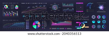 Graphic and charts for Business presentation. Histogram graph template with infographic, pie charts, diagrams, statistic and analysis for finance presentation or report. Modern graphic set. Vector