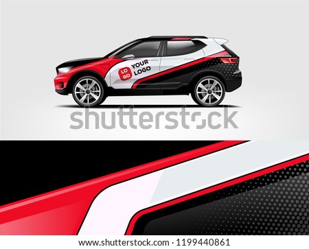 Company branding Car decal wrap design vector. Graphic abstract stripe racing background kit designs company car