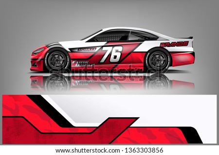Car decal wrap design vector. Graphic abstract stripe racing background kit designs for wrap vehicle, race car, nascar car, rally, adventure and livery
