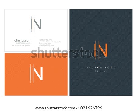 Letters I N, I & N joint logo icon with business card vector template. Foto stock © 