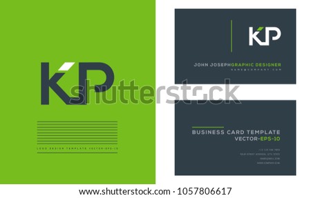 Letters K P, K & P joint logo icon with business card vector template. Stock fotó © 