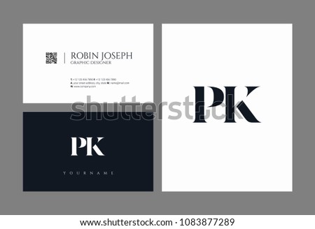 Letters P K, P & K joint logo icon with business card vector template. Stock fotó © 
