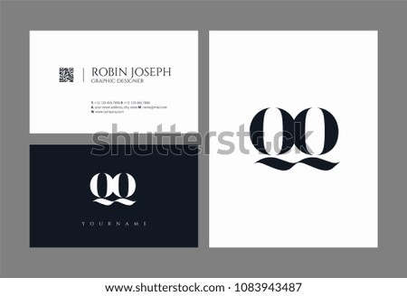 Letters Q & Q joint logo icon with business card vector template.