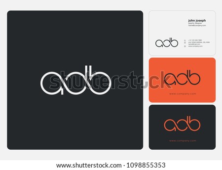 Letters ADB, A D B logo icon with business card vector template.
