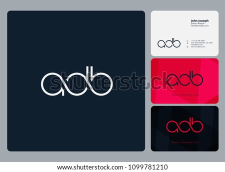 Letters ADB, A D B logo icon with business card vector template.