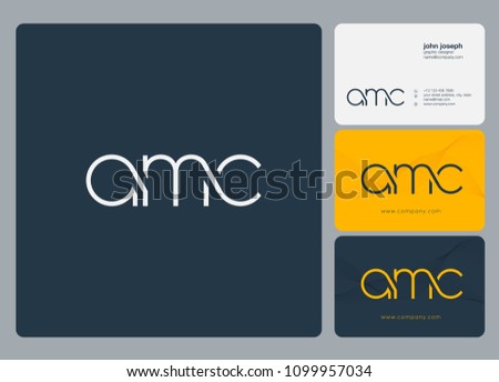 Letters AMC, A M C logo icon with business card vector template.
