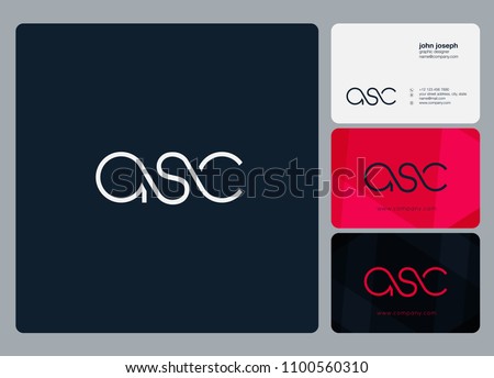 Letters ASC, A S C logo icon with business card vector template.