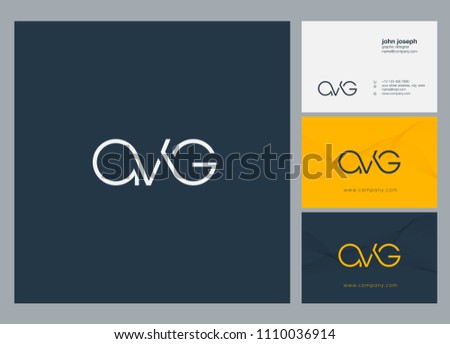 Letters AVG logo icon with business card vector template.