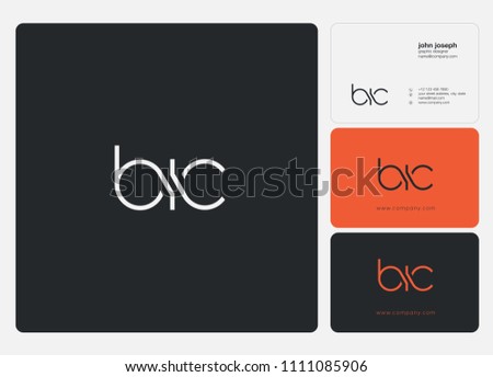 Letters BIC joint logo icon with business card vector template.