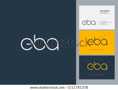 Letters EBA logo icon with business card vector template.
