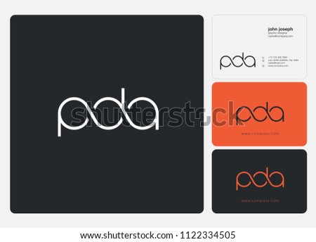 Letters PDA logo icon with business card vector template.