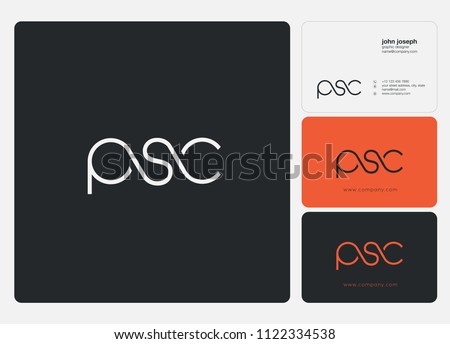 Letters PSC logo icon with business card vector template.