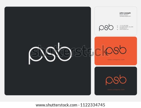 Letters PSB logo icon with business card vector template.