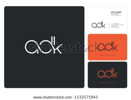 Letters ADK logo icon with business card vector template.