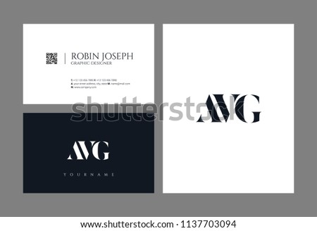 Letters AVG logo icon with business card vector template.