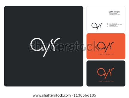 Letters AYR Joint logo icon with business card vector template.
