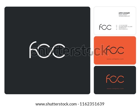 Letters FCC Joint logo icon with business card vector template.