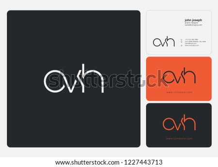 Letters OVH joint logo icon with business card vector template.
