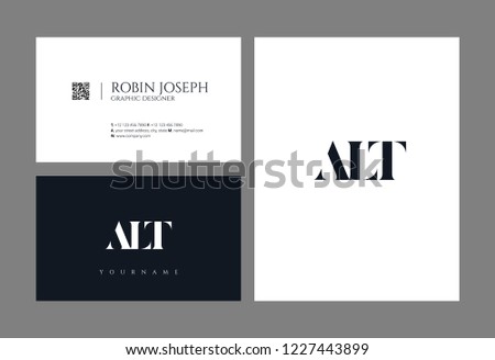 Letters ALT joint logo icon with business card vector template.