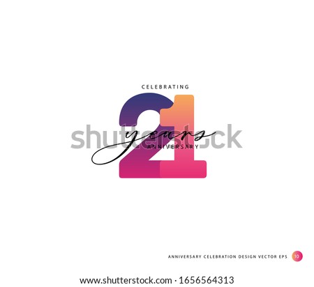 21 years anniversary or birthday celebration design template Vector.
