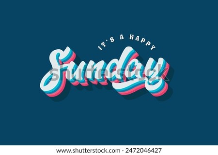 Sunday typography editable colour effect template in 3d shadow style. Suitable for brand, business logo or calendar design. Eps 10 vector.