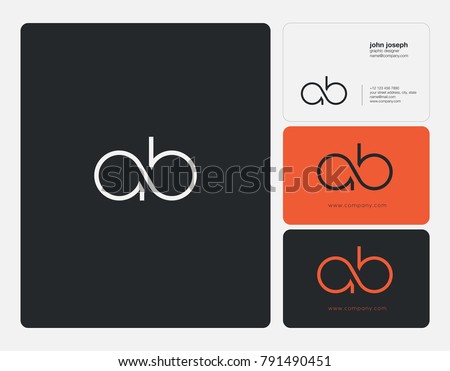 Letters A B, A&B joint logo icon with business card vector template.