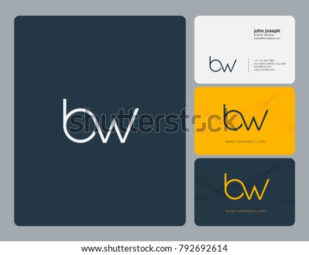 Letters B W, B&W joint logo icon with business card vector template.