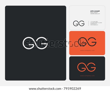 Letters G G, G&G joint logo icon with business card vector template.
