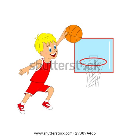 Children, Boy Playing Basketball, Throwing The Ball Into The Basket ...