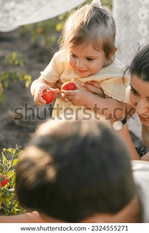 Similar – Image, Stock Photo Anonymous delicate mother sitting on floor with newborn at home