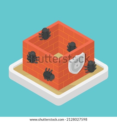sandbox firewall technology isometric 3D vector illustration