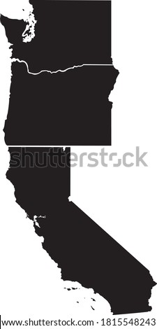 Simple California, Oregon and Washington of the west coast vectors 