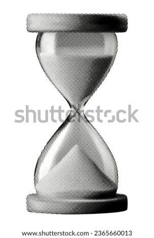 hourglass sand clock isolated on white background halftone vintage dots texture cut-out retro magazine style collage element for mixed media grunge design