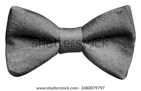 bow tie isolated on white background classic butterfly shape gentleman’s stylish accessory for formal occasion fashionable ensemble retro halftone grunge black dotted texture cutout collage element