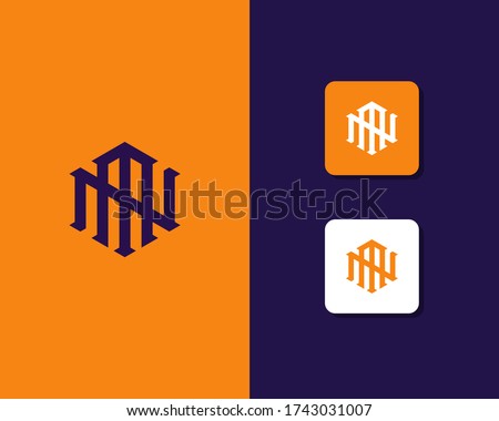 Letter N M logo design. creative minimal monochrome monogram symbol. Universal elegant vector emblem. Premium business logotype. Graphic alphabet symbol for corporate identity Imagine de stoc © 
