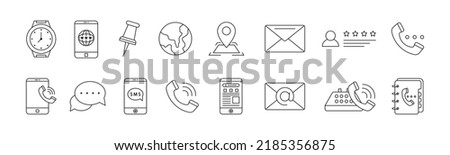 Contact Us line art icon set design template vector illustration