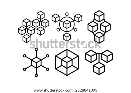 Blockchain icon logo design template isolated illustration