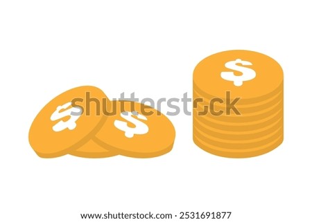 Coin stack icon logo design template isolated illustration