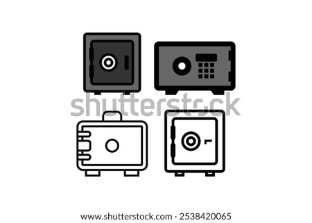 Money safe box icon logo design template isolated illustration