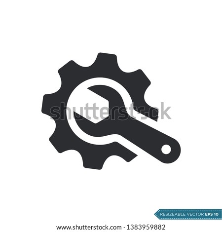 Wrench and Gear Cogwheel Icon Vector Flat Design