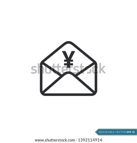 Yen Sign Envelope and Money Sign Icon Vector Template Flat Design