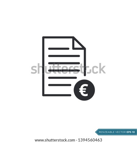 Paper Document and Money Euro Sign icon vector Template Illustration Design