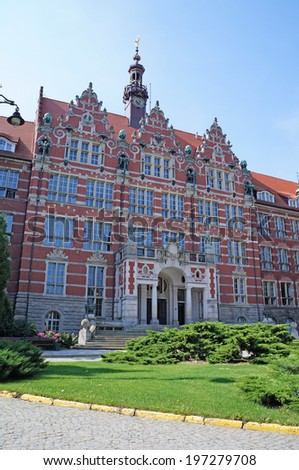 GDANSK, POLAND - September 9: The main building of Gdansk University of Technology on September 9, 2013. This building is known as the symbol of the university.